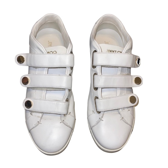 (W/ Box & Dust Bag) Jimmy Choo NY Leather Velcro Sneakers